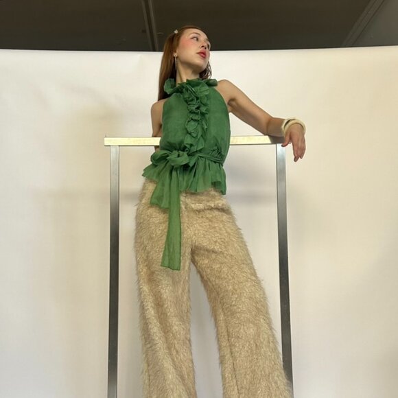 SOLD Robert Rodriguez Green Silk Ruffle Tank - Picture 2 of 6